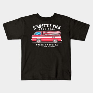 Jennette’s Pier, NC Summer Surfboards on the Fourth Kids T-Shirt